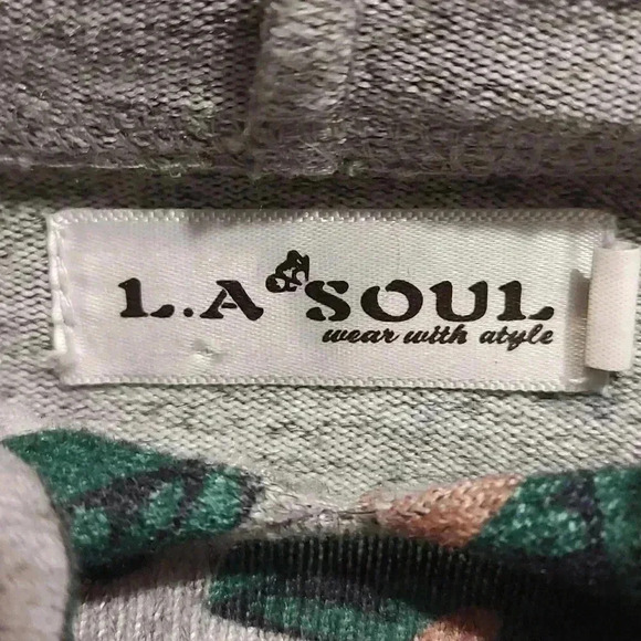 L.A. SOUL ATTIC SALT GREEN MUSHROOM GRAY HOODIE  SIZE 2XL - Picture 4 of 4